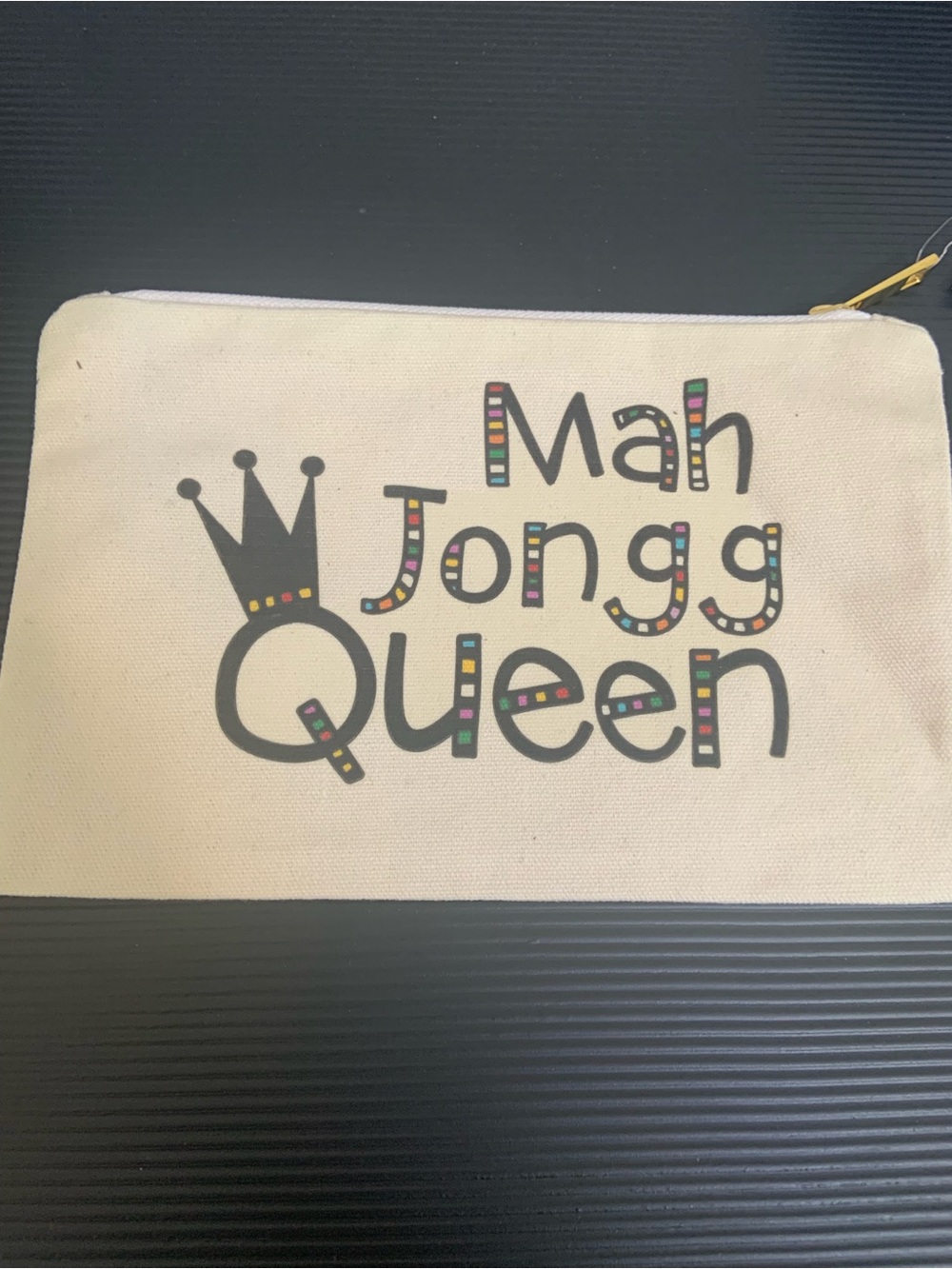 Mah Jongg Queen Canvas Pouch - Cream